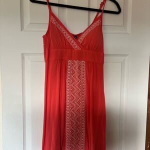 Apt. 9 Coral Dress with White Embroidery